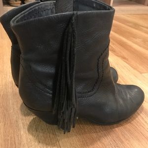 Leather tassel booties